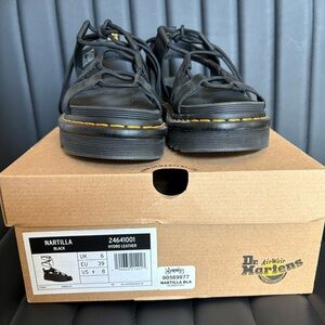 Dr. Martens Black Sandals with Yellow Stitching